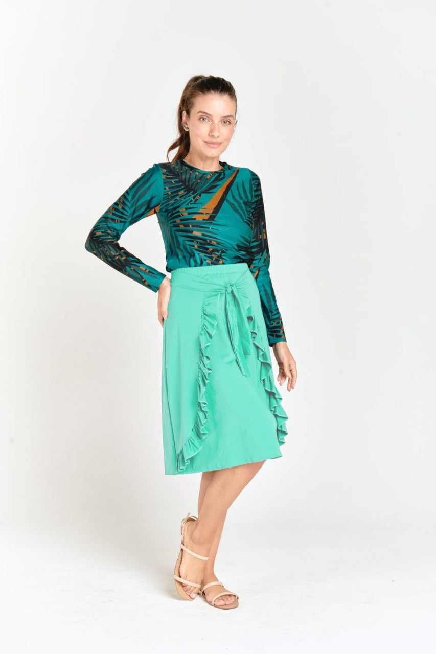 Green Ruffle Swim Skirt