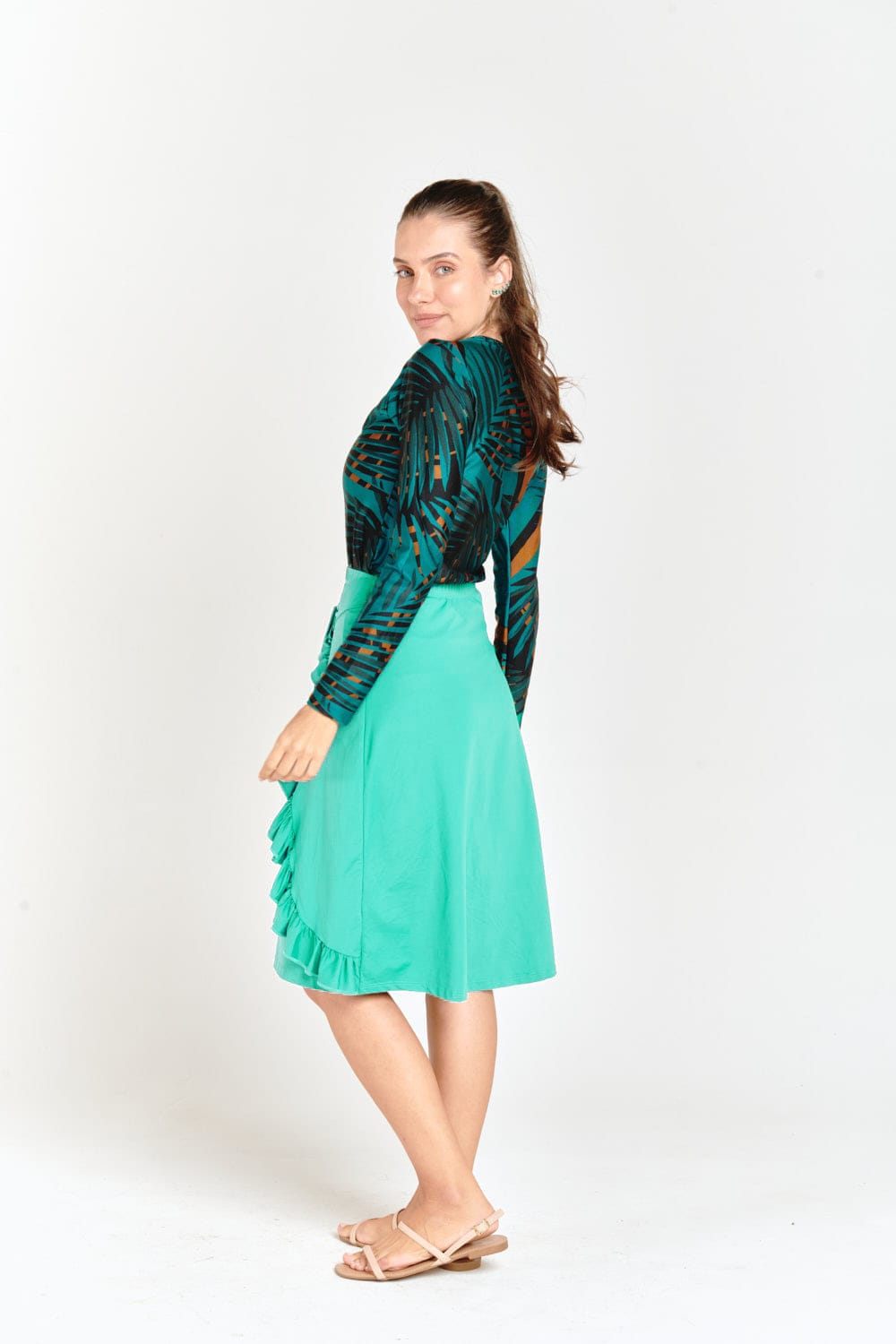 Green Ruffle Swim Skirt