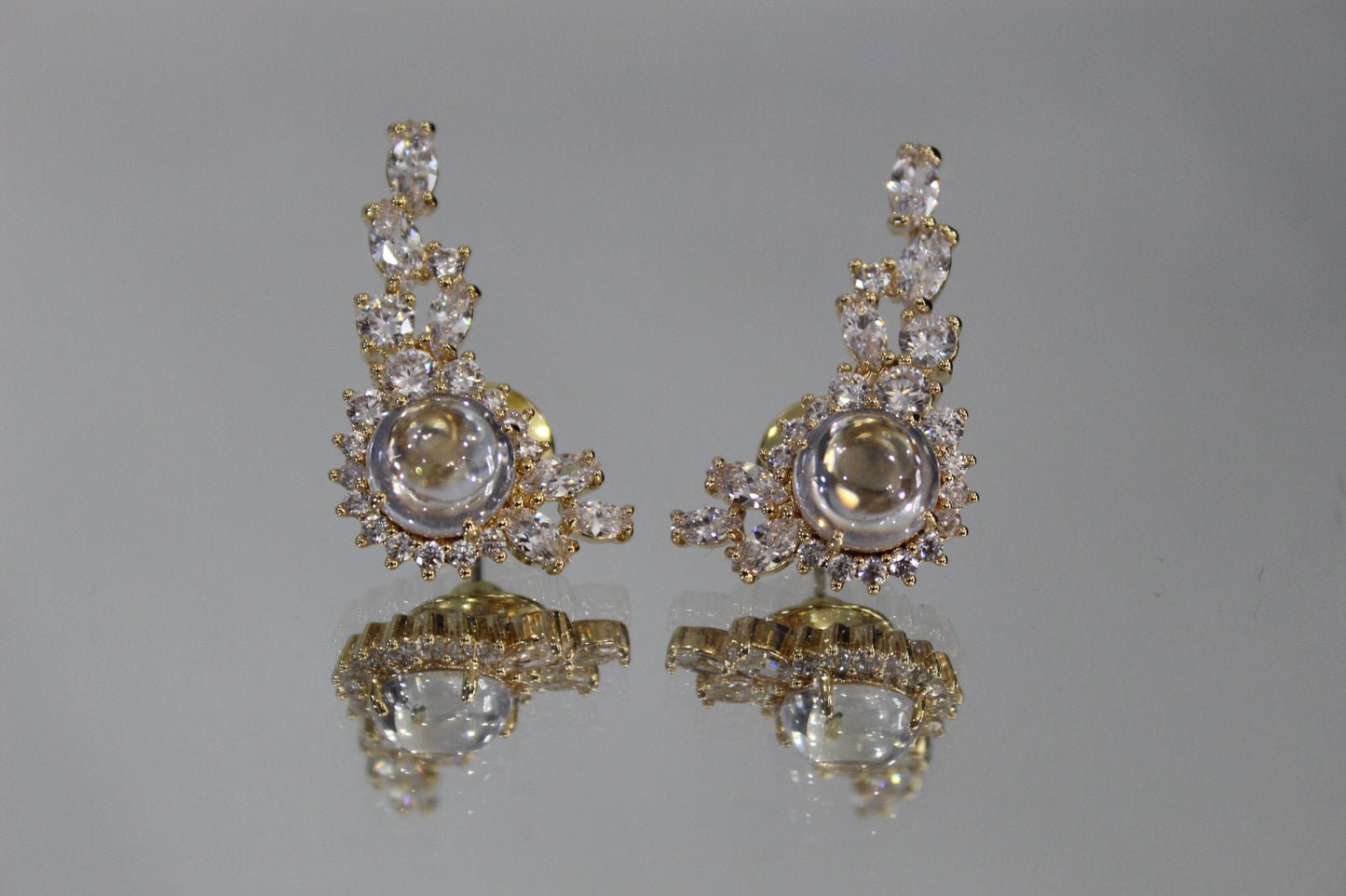 Gold & Crystal Flower Earrings