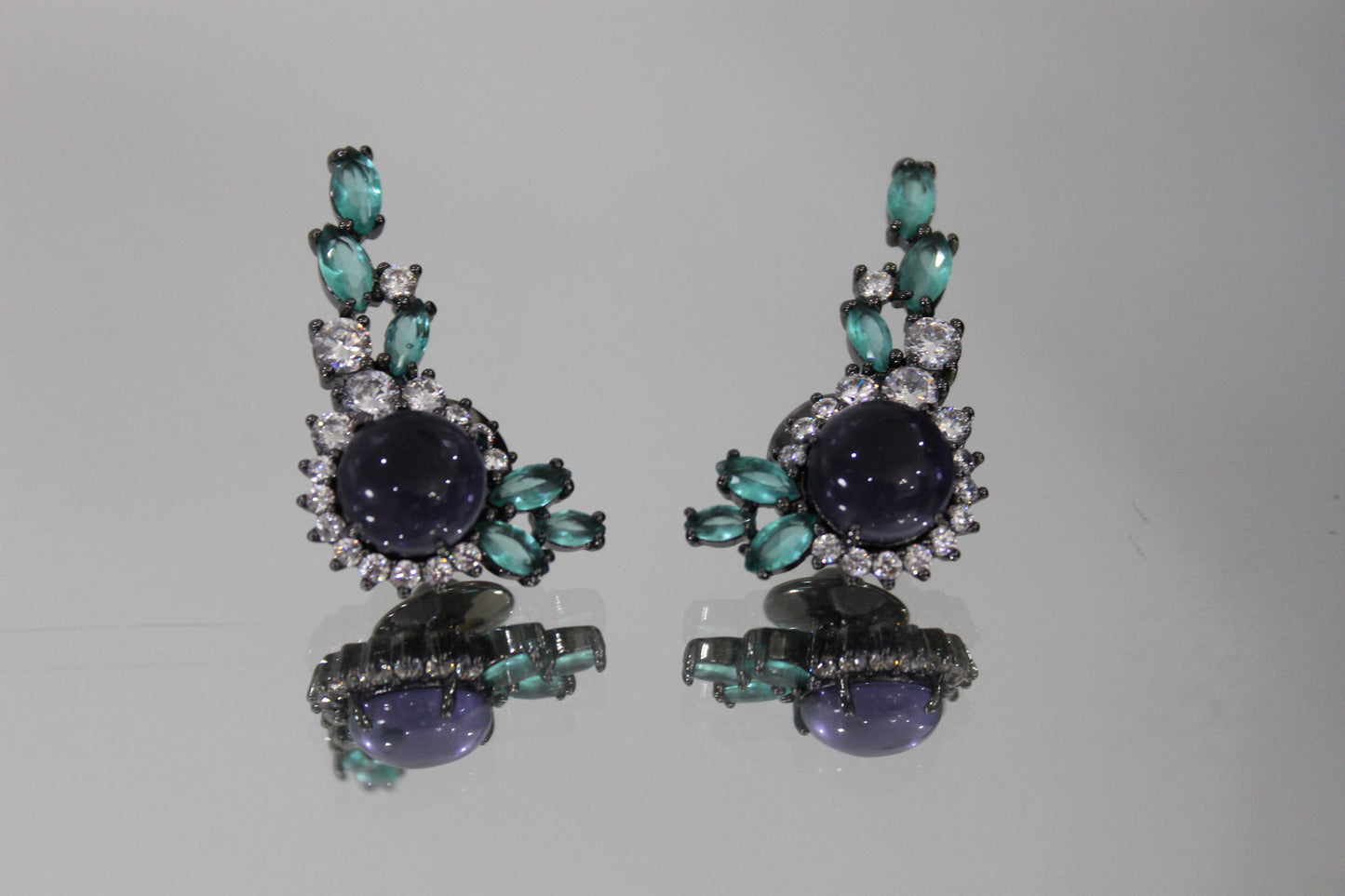 Purple & Green Flower Earrings