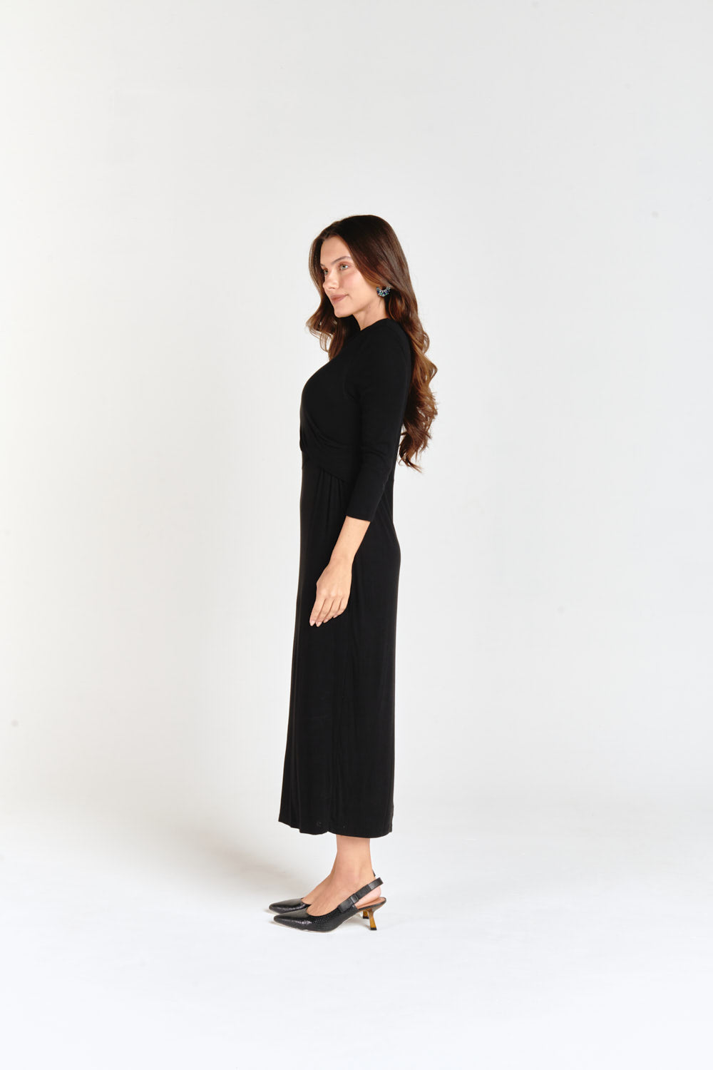 Black Side Draped Dress