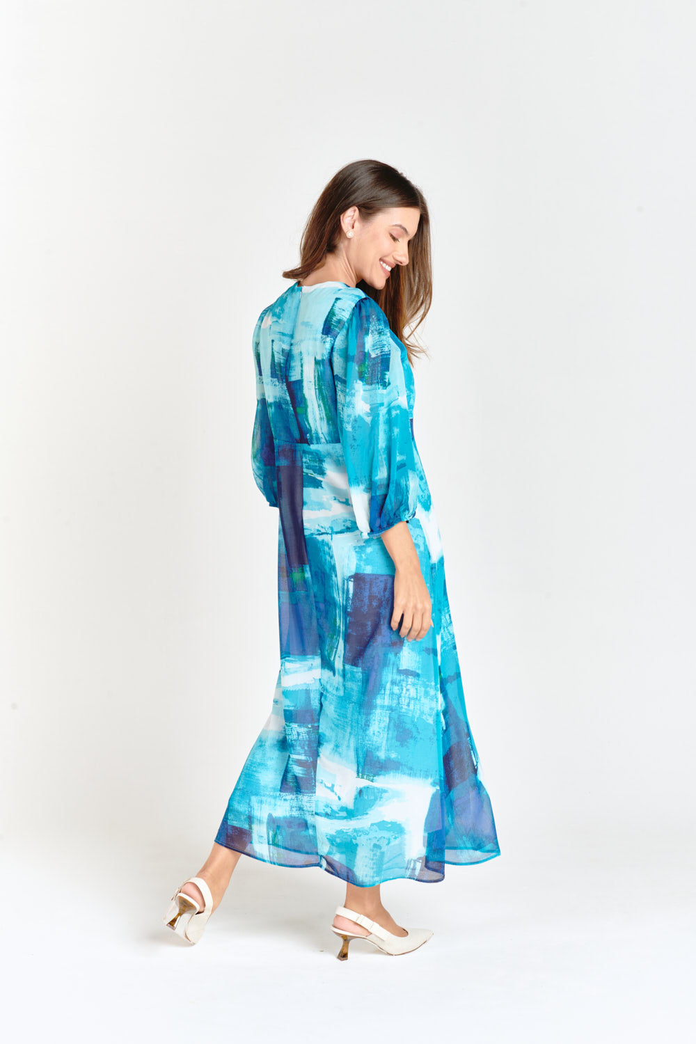 Puff Sleeve Dress Ocean