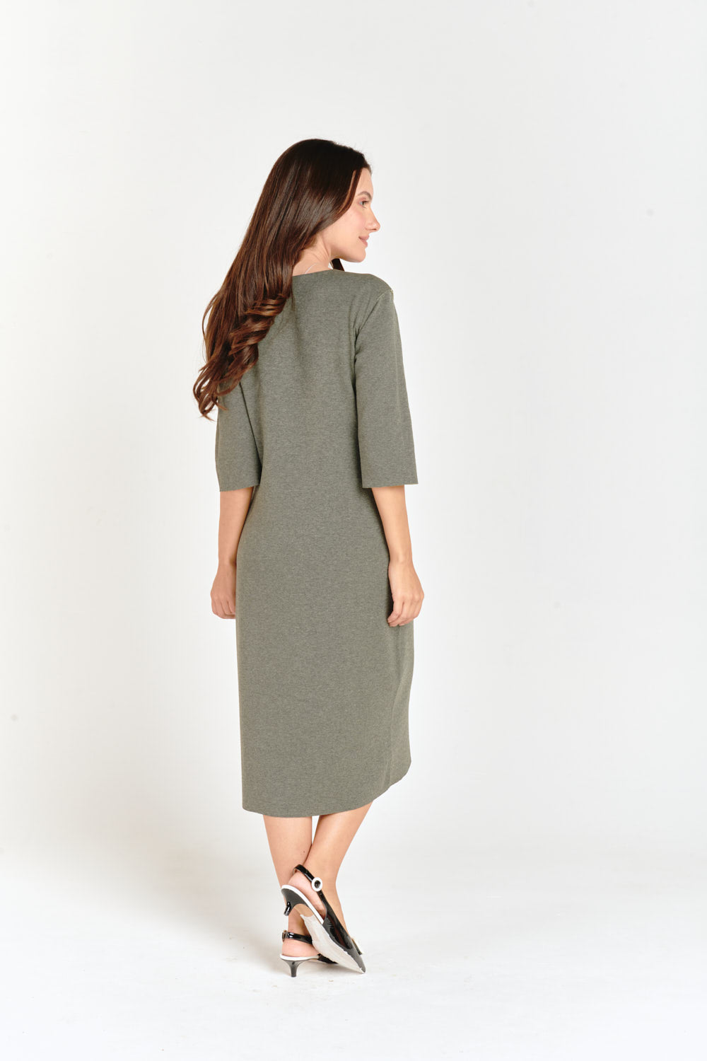 Lime & Gray Reversible Side Flower Midi Dress