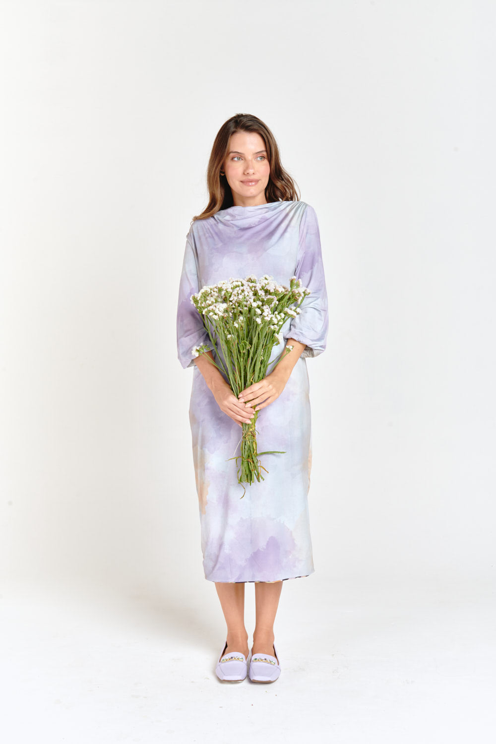 Floral & Lilac Tye Dye Reversible Waterfall Dress