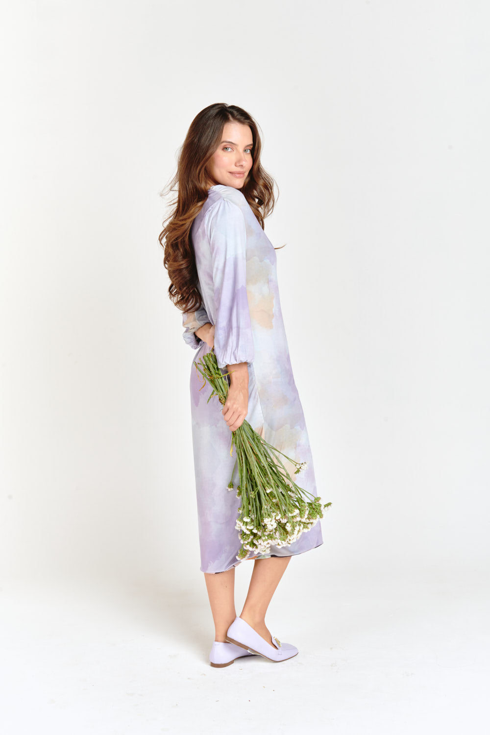 Floral & Lilac Tye Dye Reversible Waterfall Dress