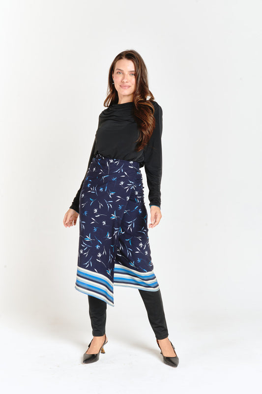 Blue Wrap Midi Skirt & Pants