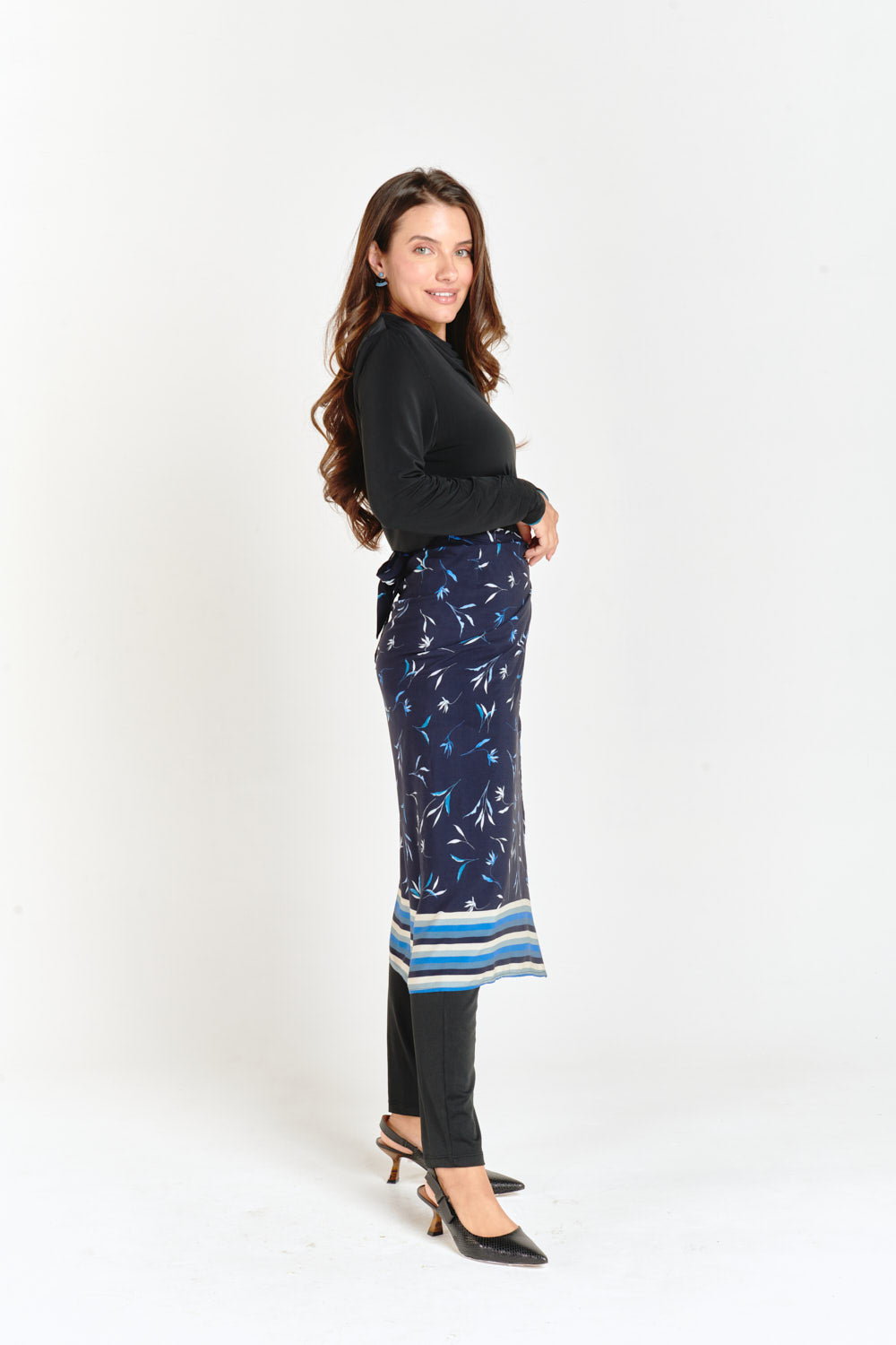 Blue Wrap Midi Skirt & Pants