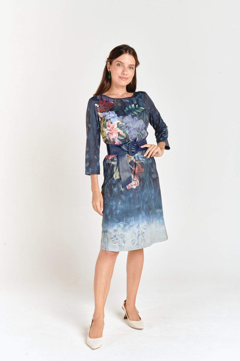 Dark Blue & Floral T-Shirt Dress