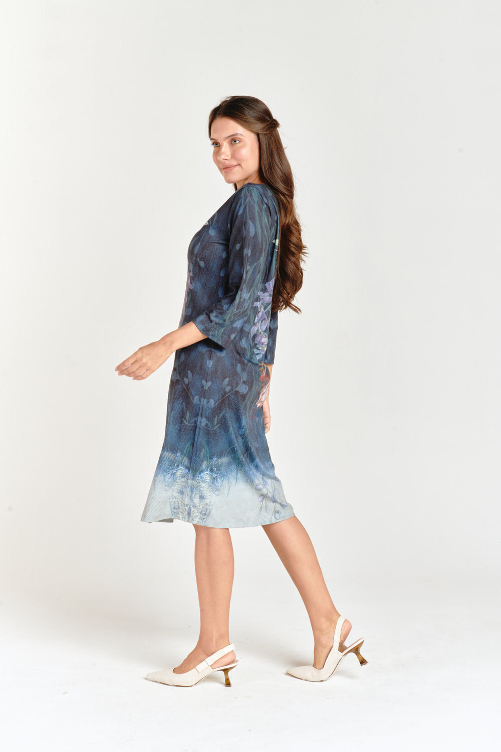 Dark Blue & Floral T-Shirt Dress