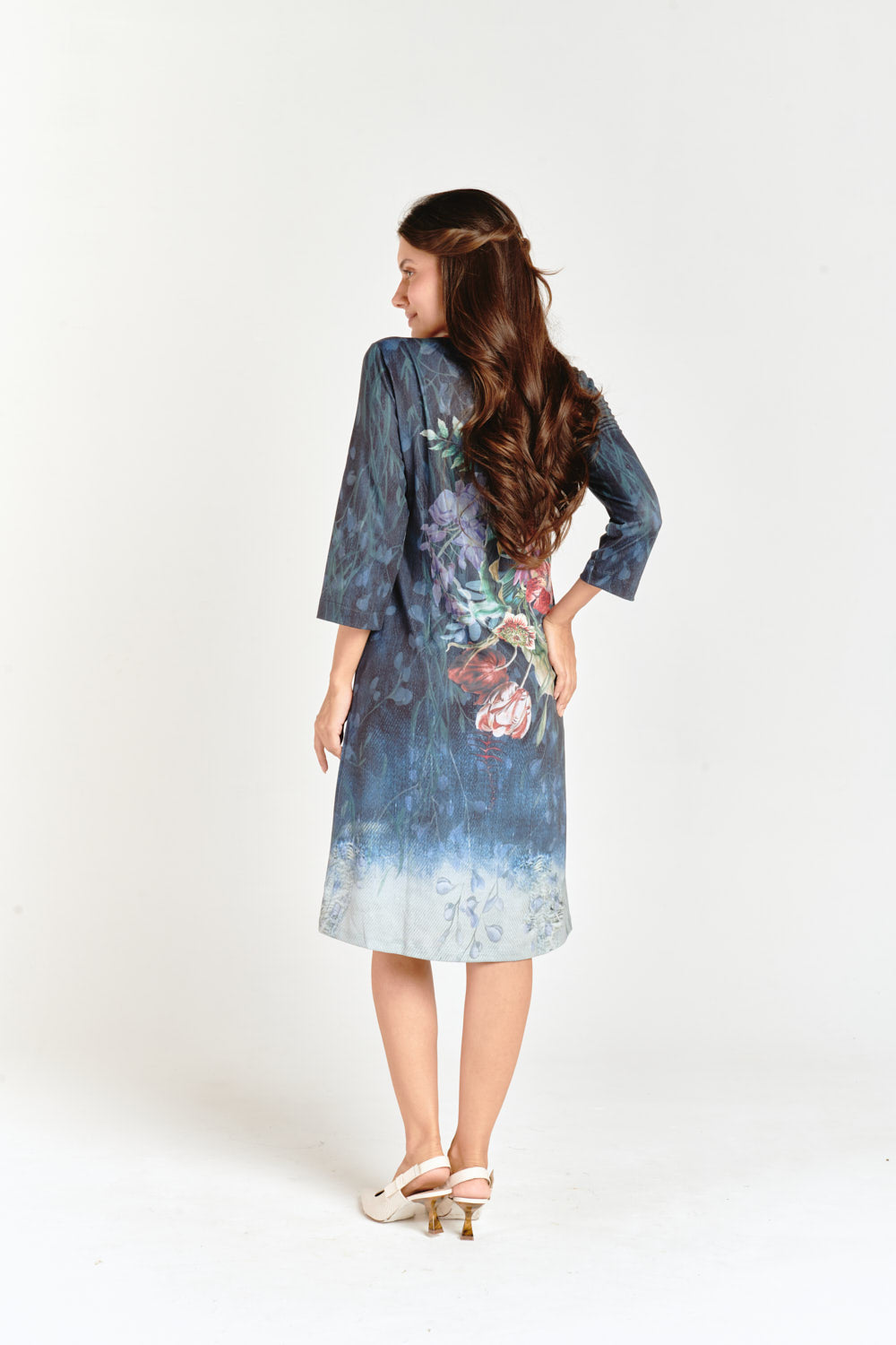 Dark Blue & Floral T-Shirt Dress