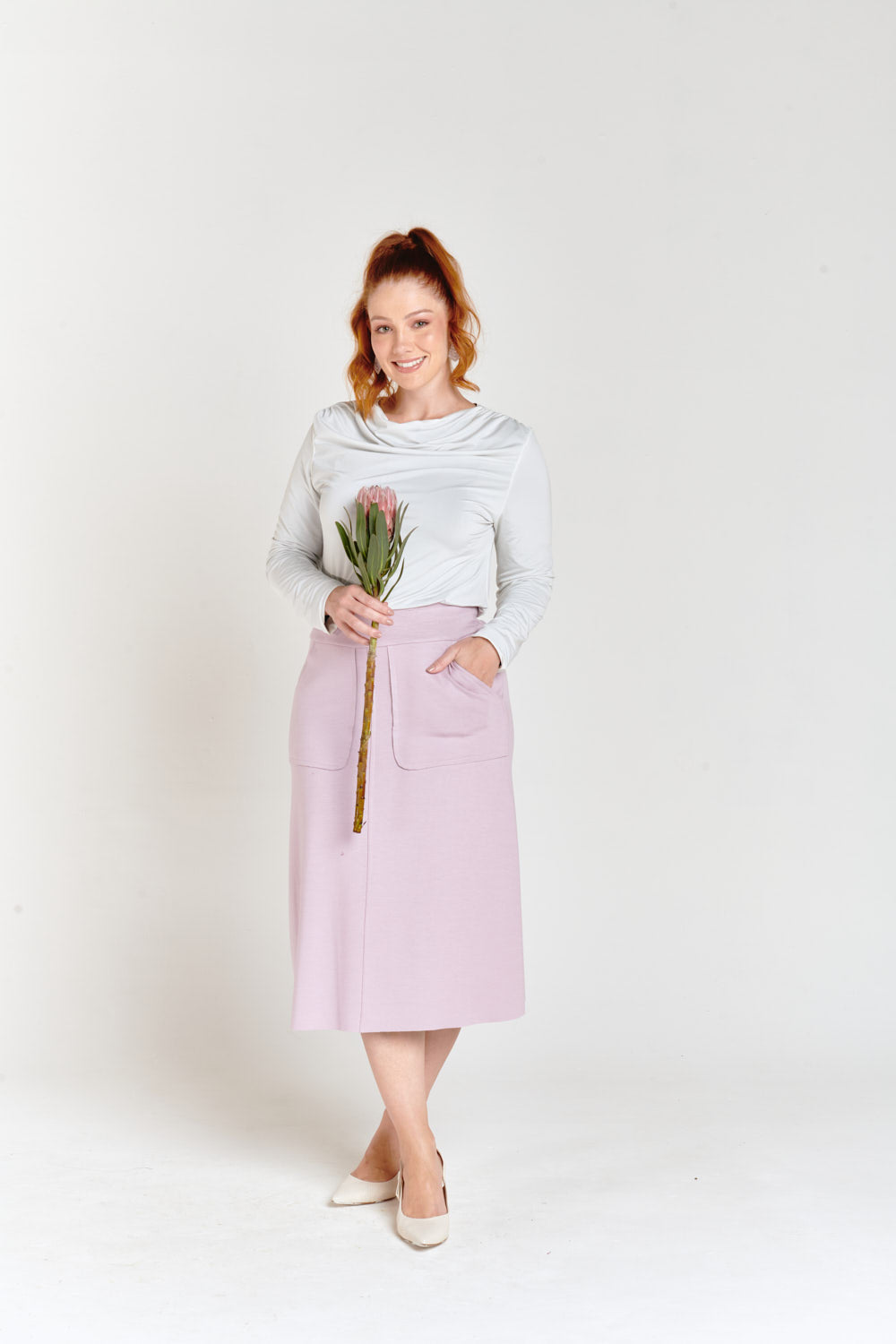 Pink & Gray Reversible Two Pockets Skirt Light