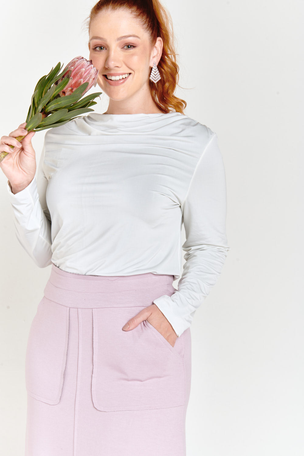 Pink & Gray Reversible Two Pockets Skirt Light