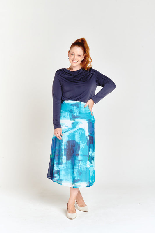 High Waisted Skirt Ocean