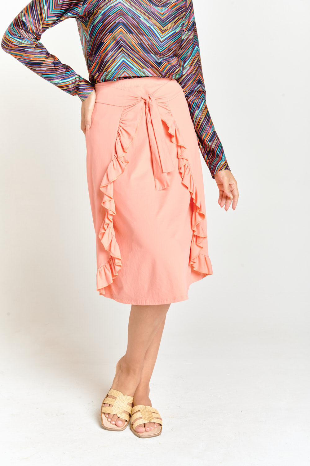 Coral Ruffle Swim Skirt