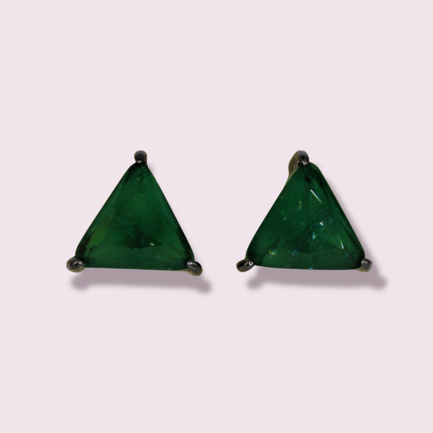 Green Triangle Earrings