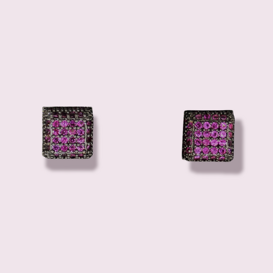 Pink Square Earrings