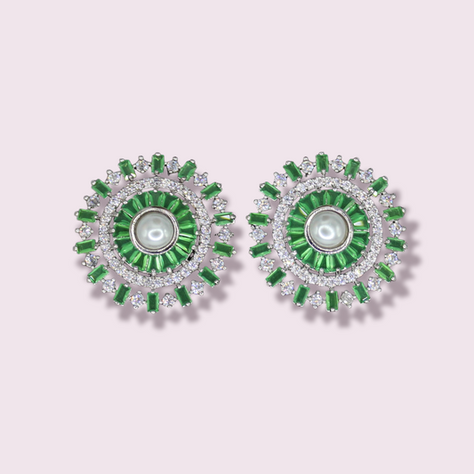 Green Circle Earrings