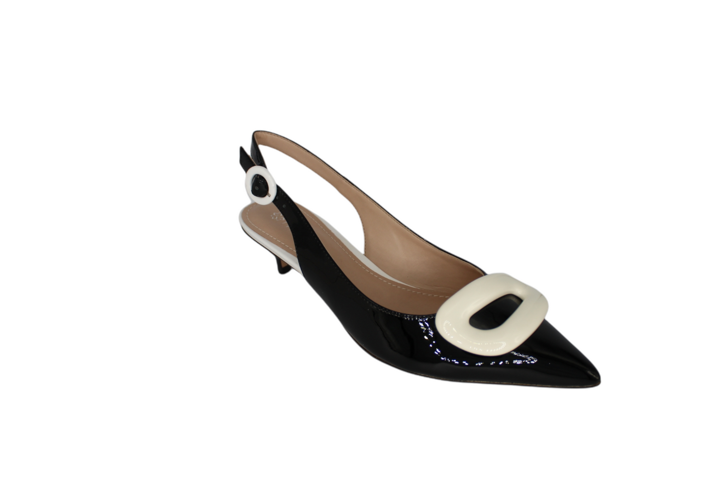 Black Pointed Low Heel Varnish