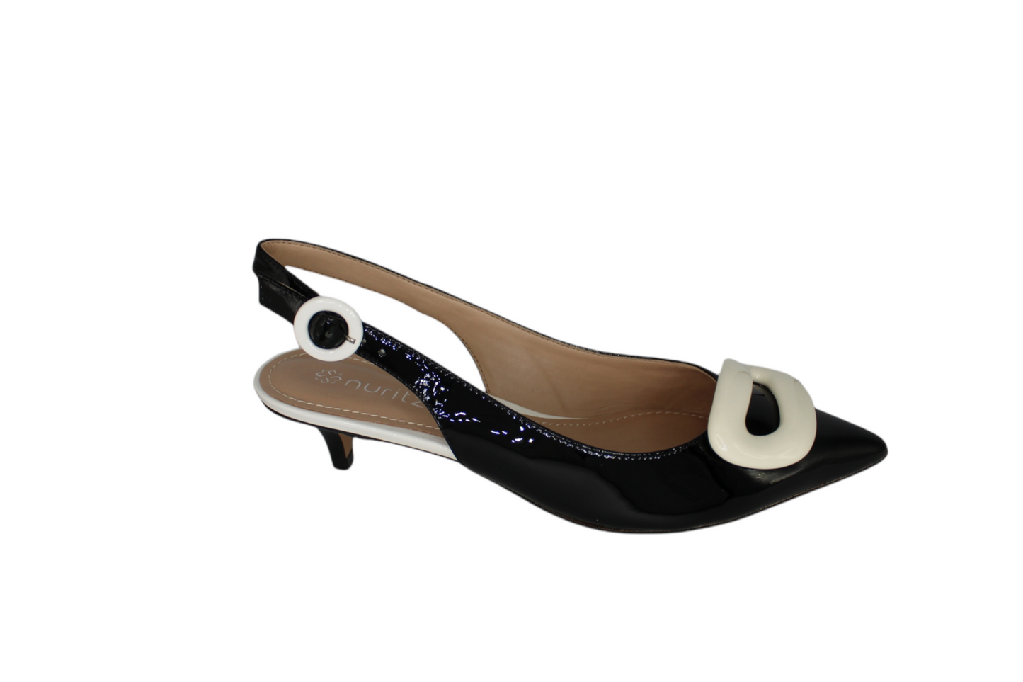 Black Pointed Low Heel Varnish