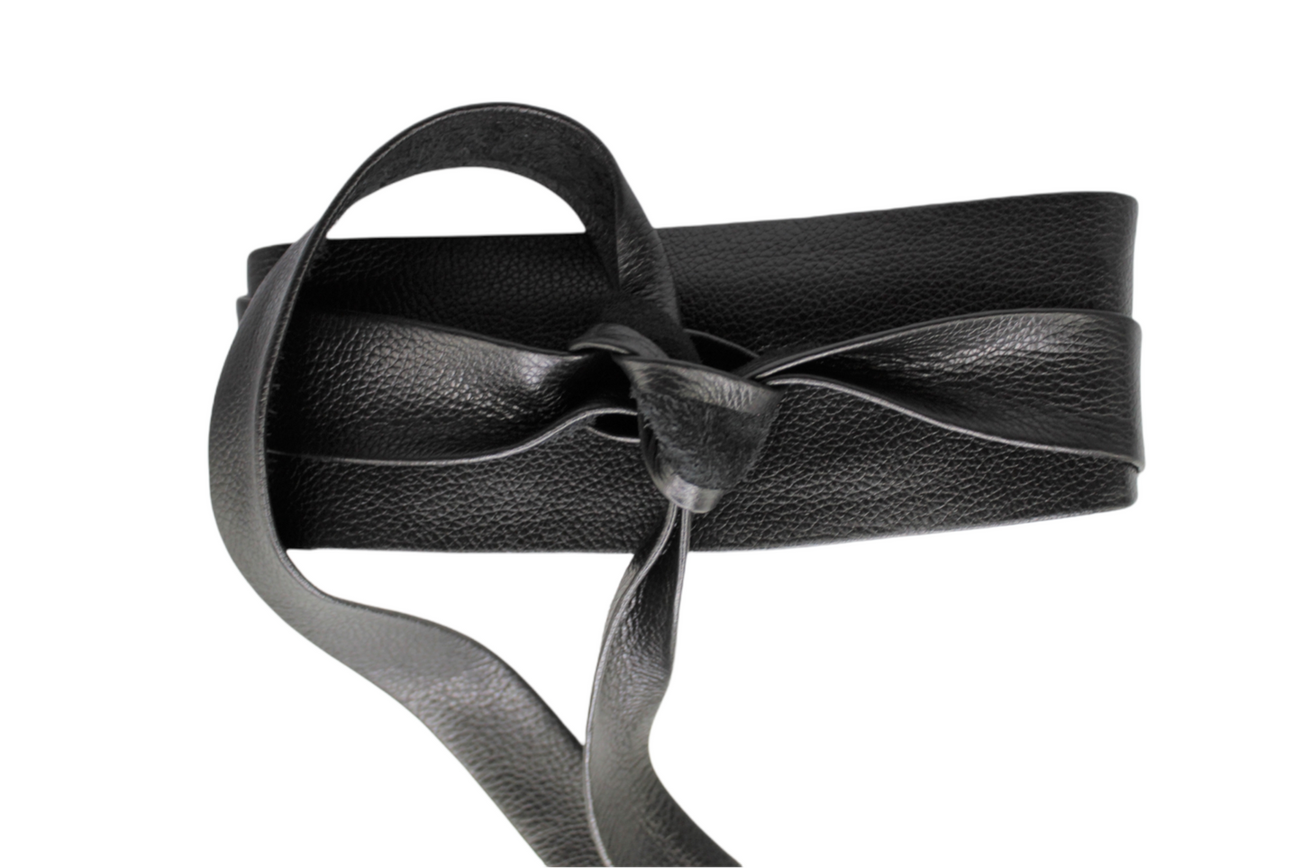 Women Black Leather Obi Belt