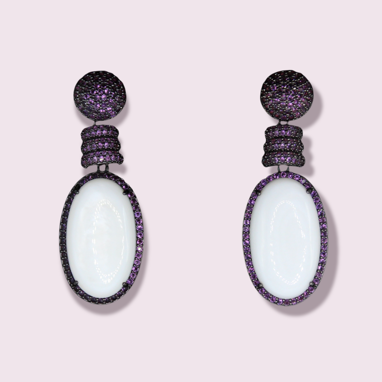 Pearl & Purple Zirconia Earrings