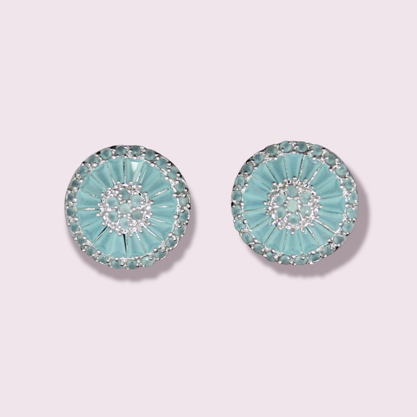 Silver & Green Circle Earrings