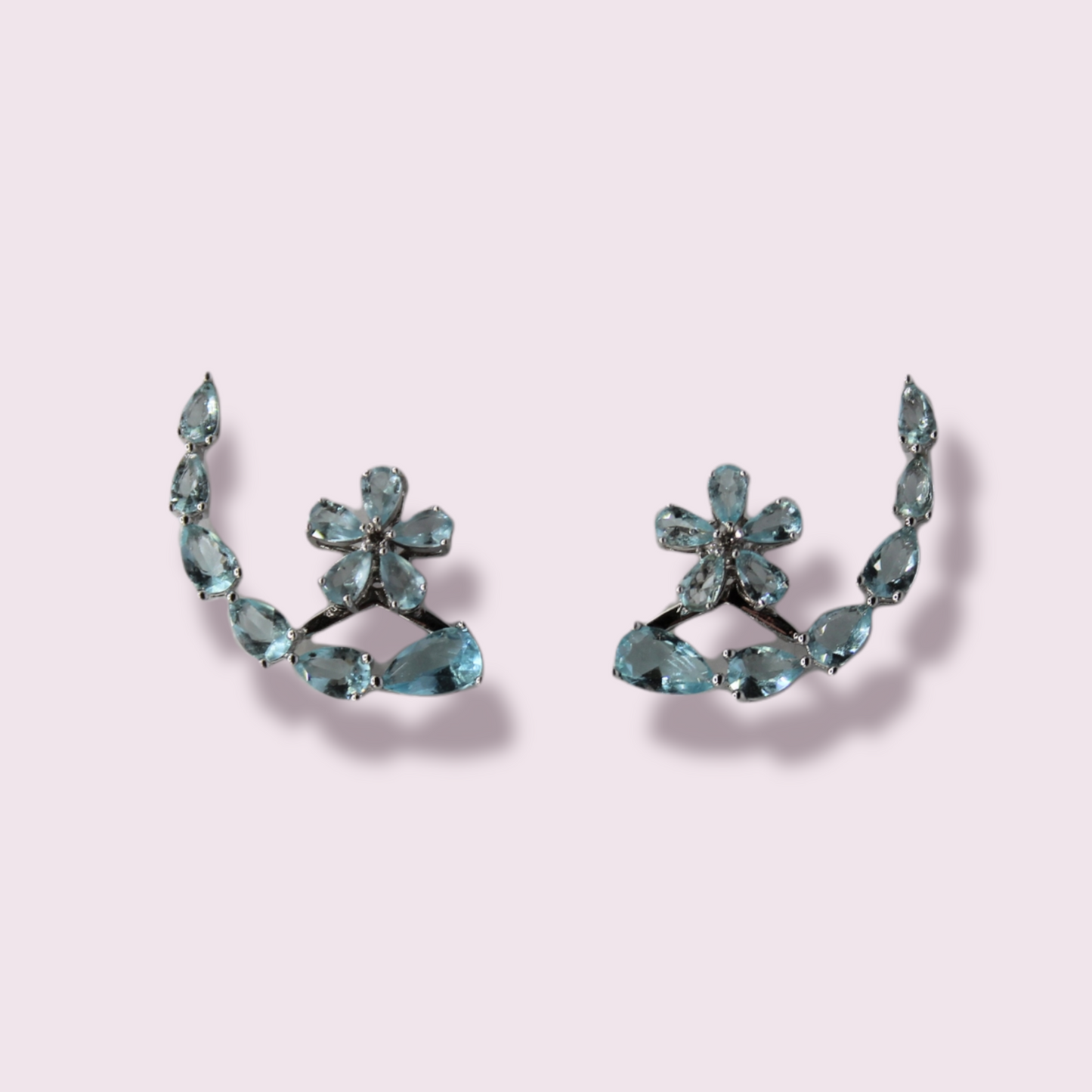 Light Blue Flower Front/Back Earrings