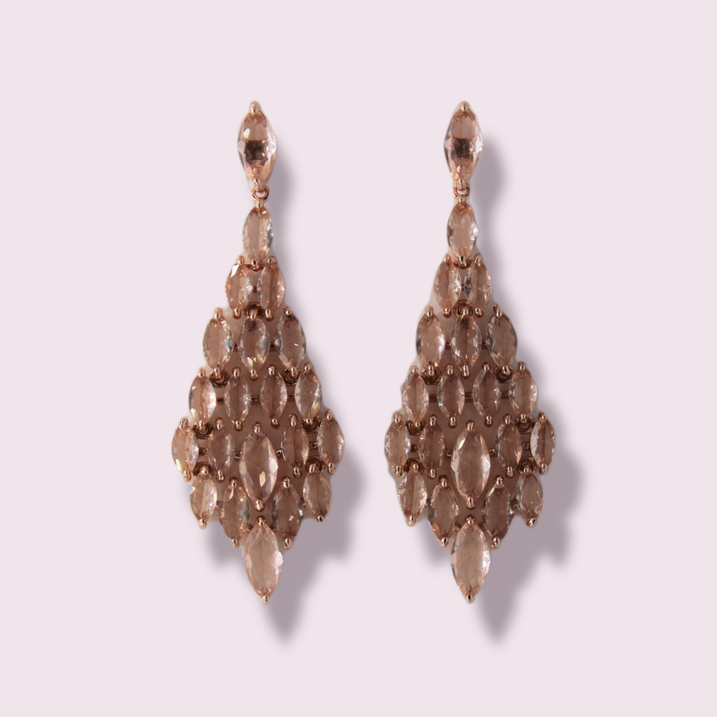 Long Gold Zirconia Chandelier Earrings