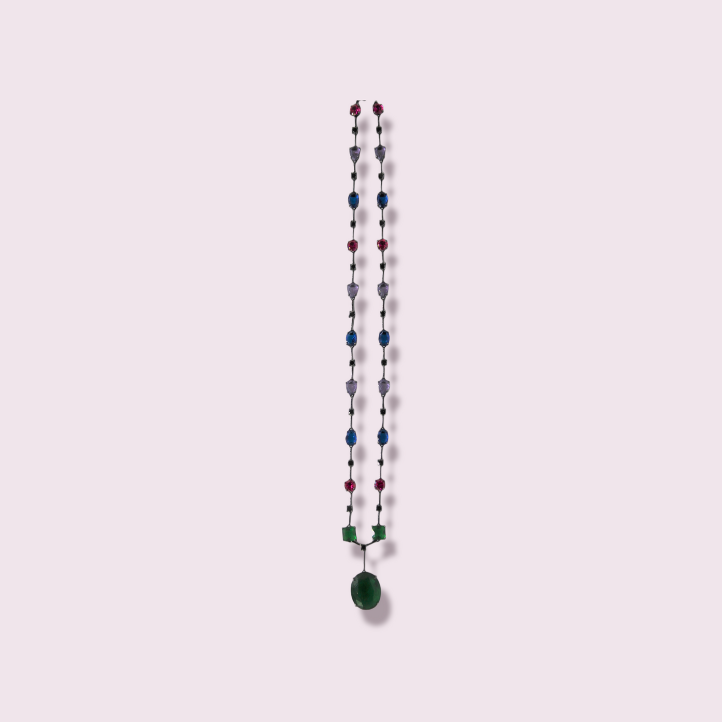 Multi Color Stone Necklace with green pedant