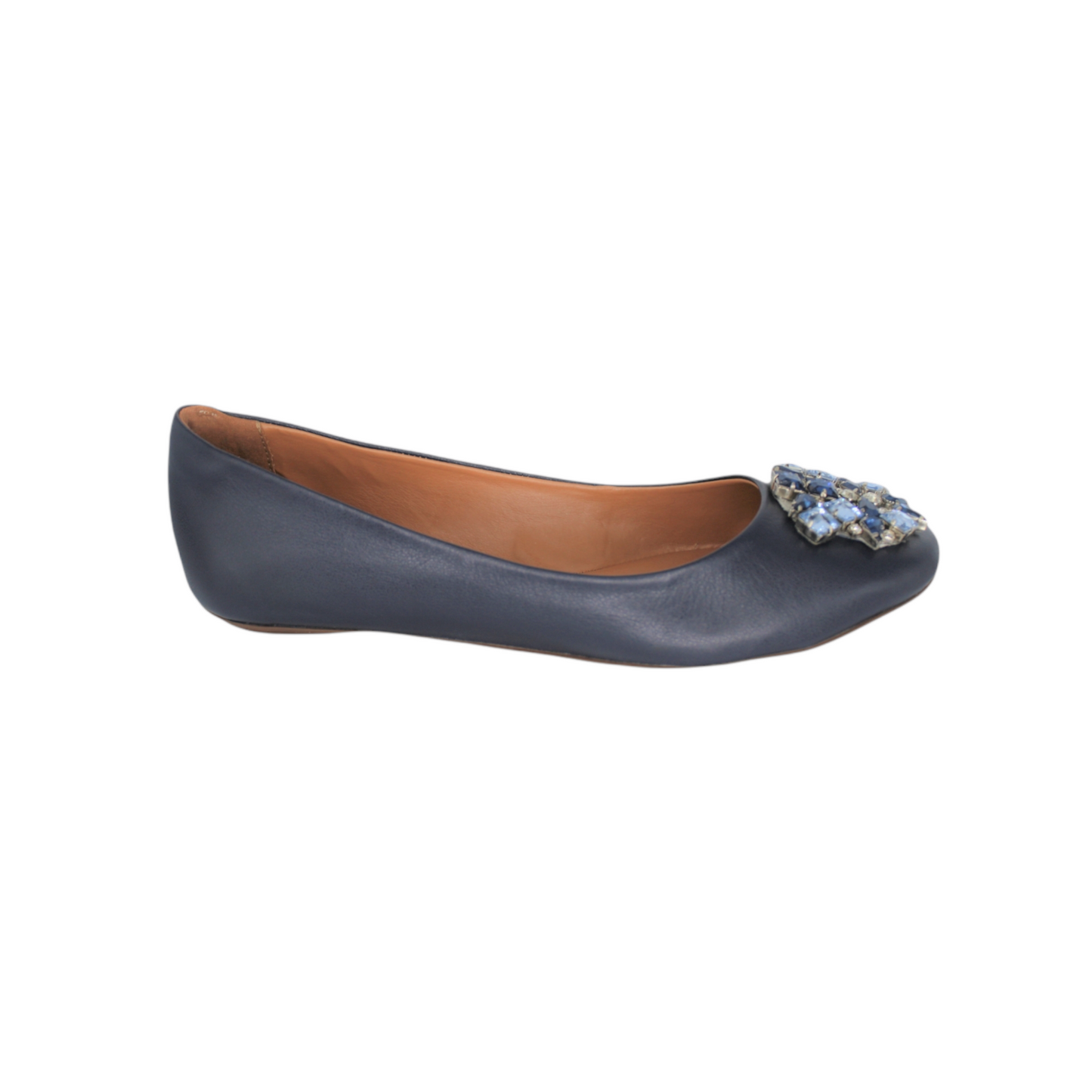 Ballet Flat Gemstone Navy Blue Leather