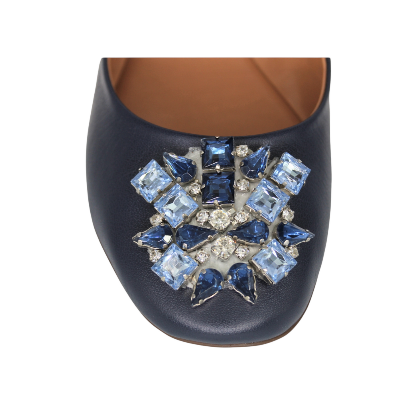 Ballet Flat Gemstone Navy Blue Leather