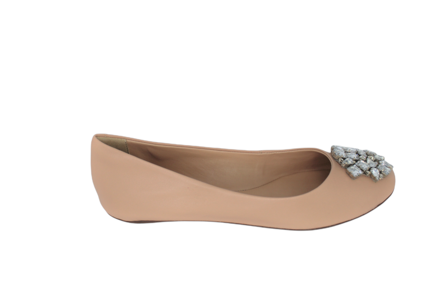 Ballet Flat Gemstone Beige Leather