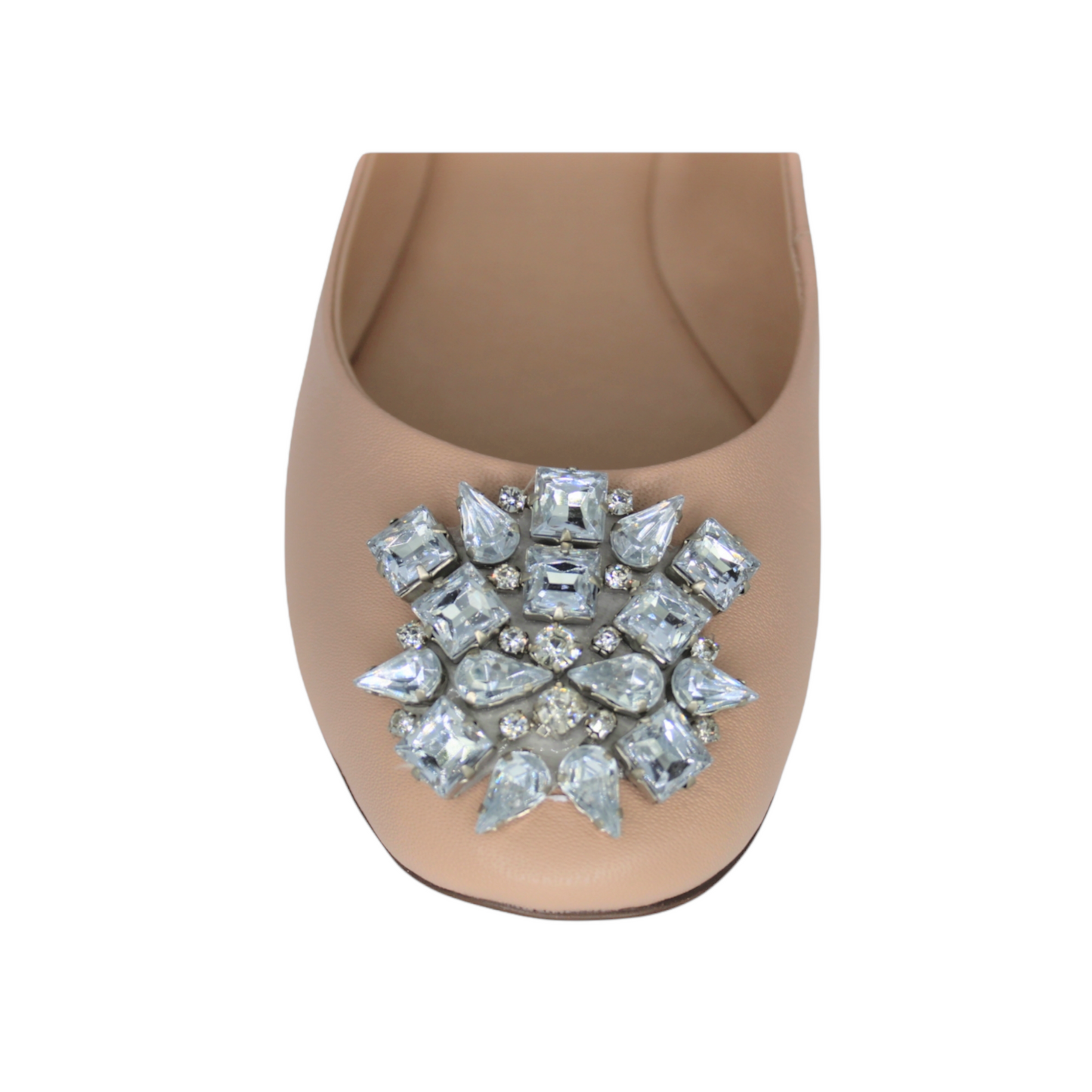 Ballet Flat Gemstone Beige Leather