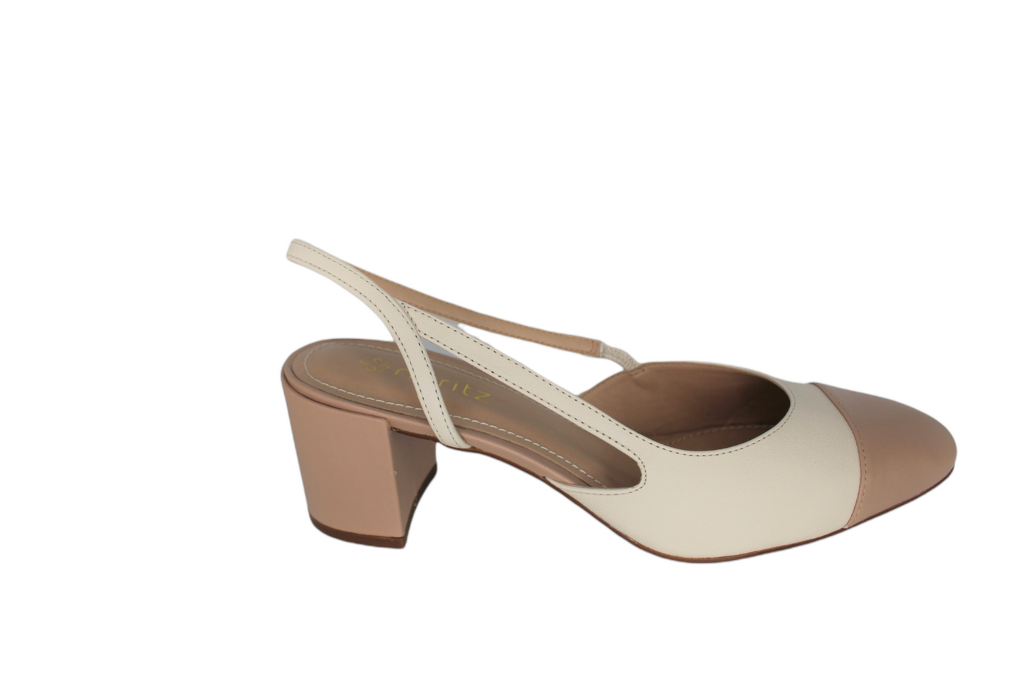 Slingback Pumps Off White & Beige Leather