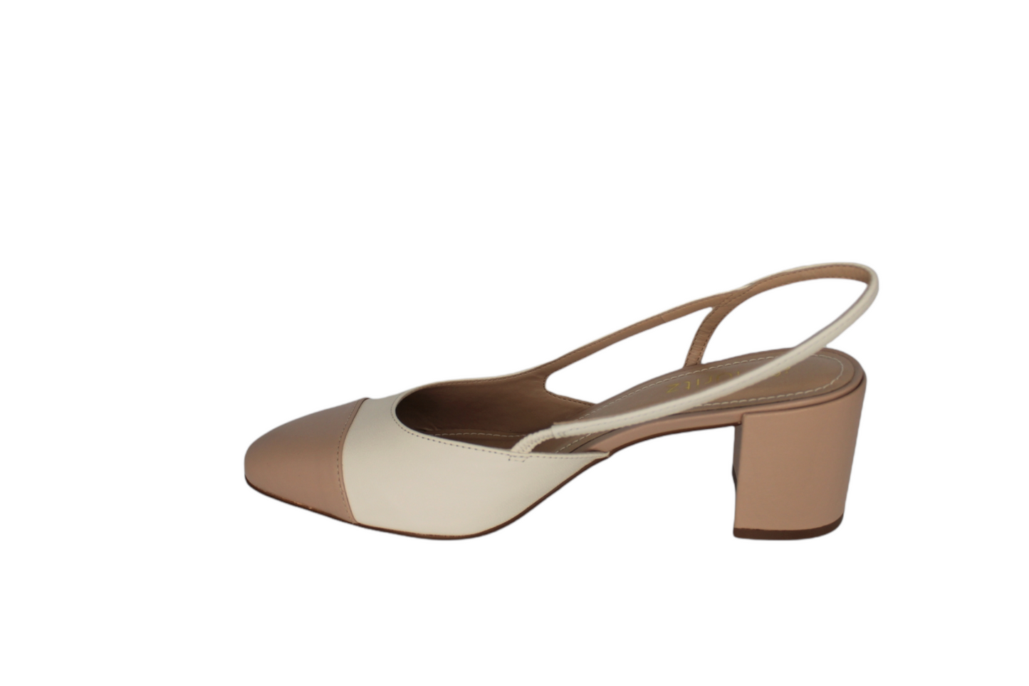 Slingback Pumps Off White & Beige Leather