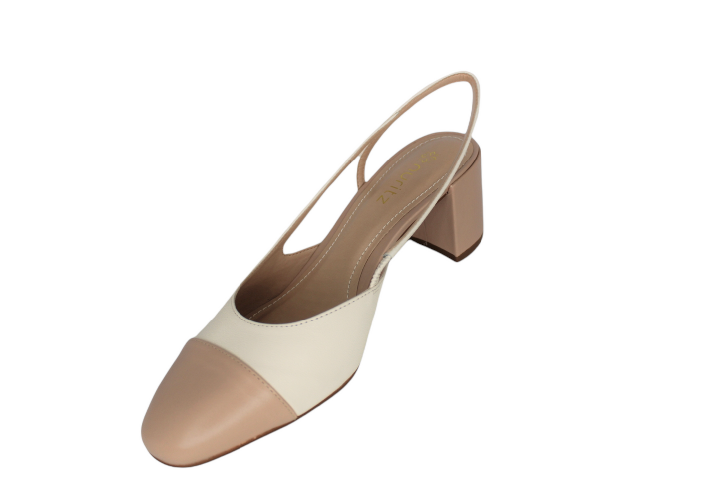 Slingback Pumps Off White & Beige Leather