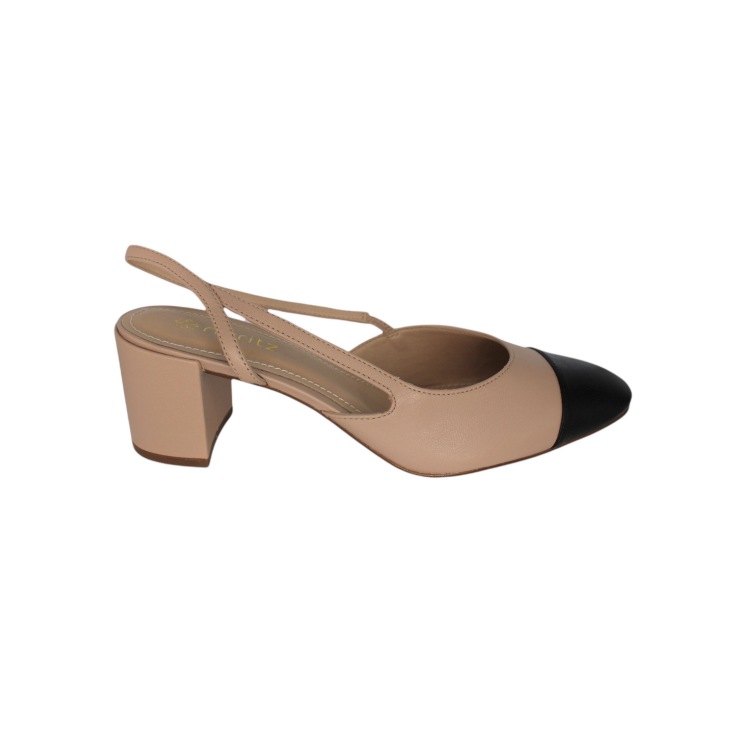 Slingback Pumps Beige & Black Leather