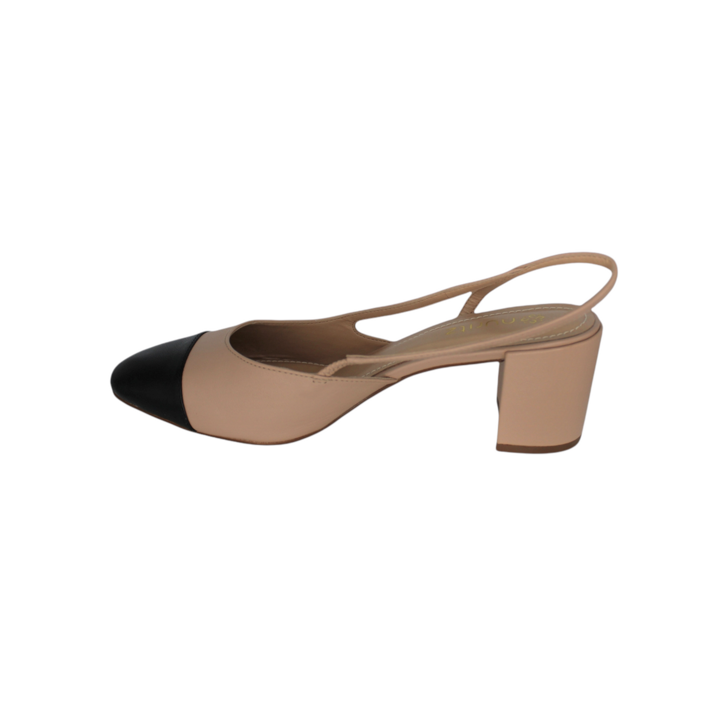 Slingback Pumps Beige & Black Leather