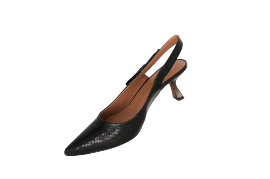 Black Pointed Toe Tortoise Pumps Kitten Heel