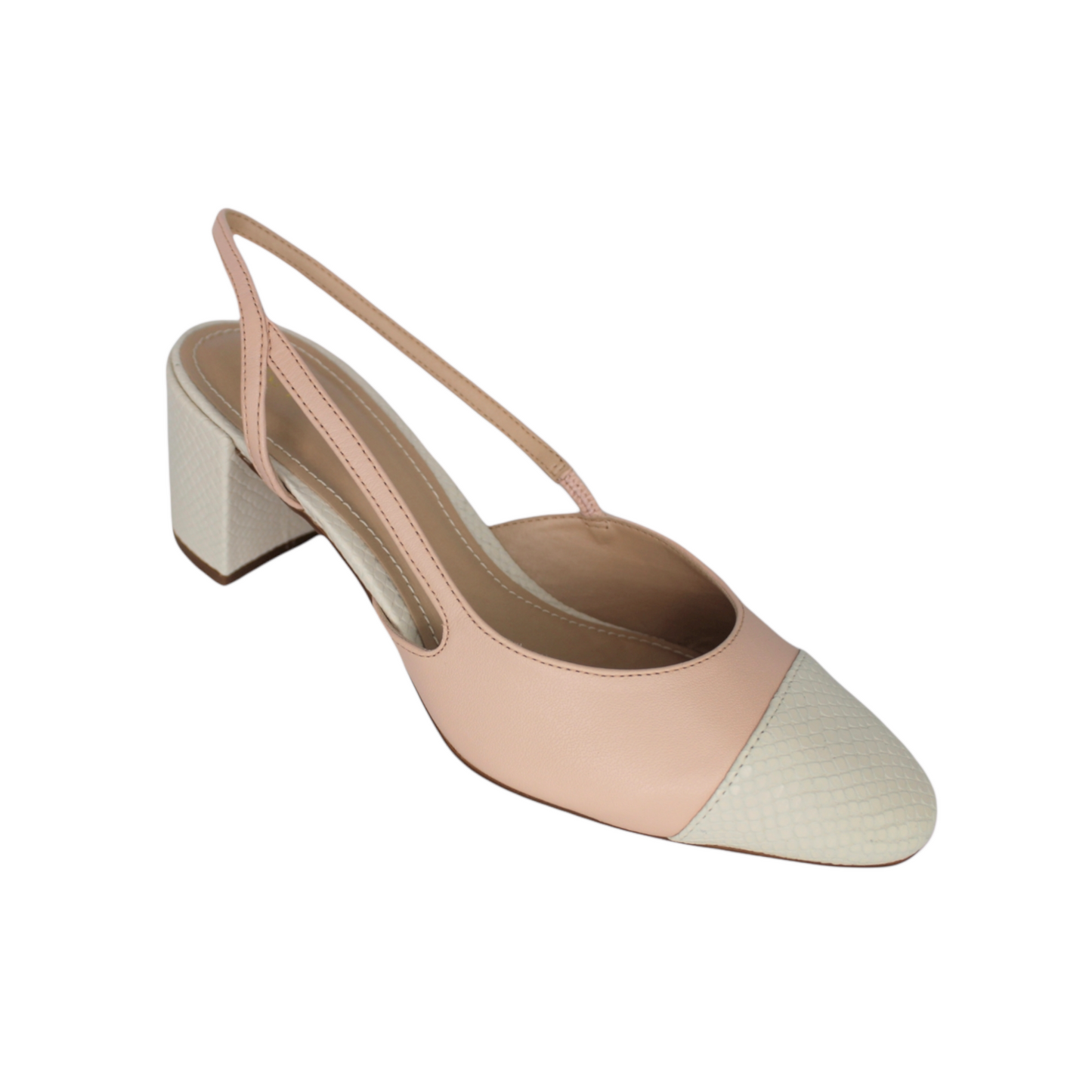 Slingback Pumps Rose & Off White Leather