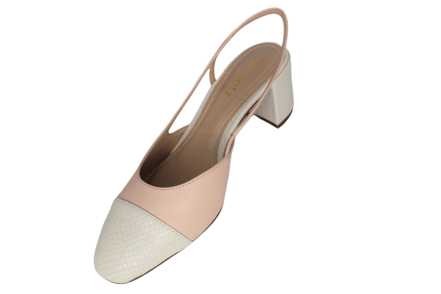 Slingback Pumps Rose & Off White Leather